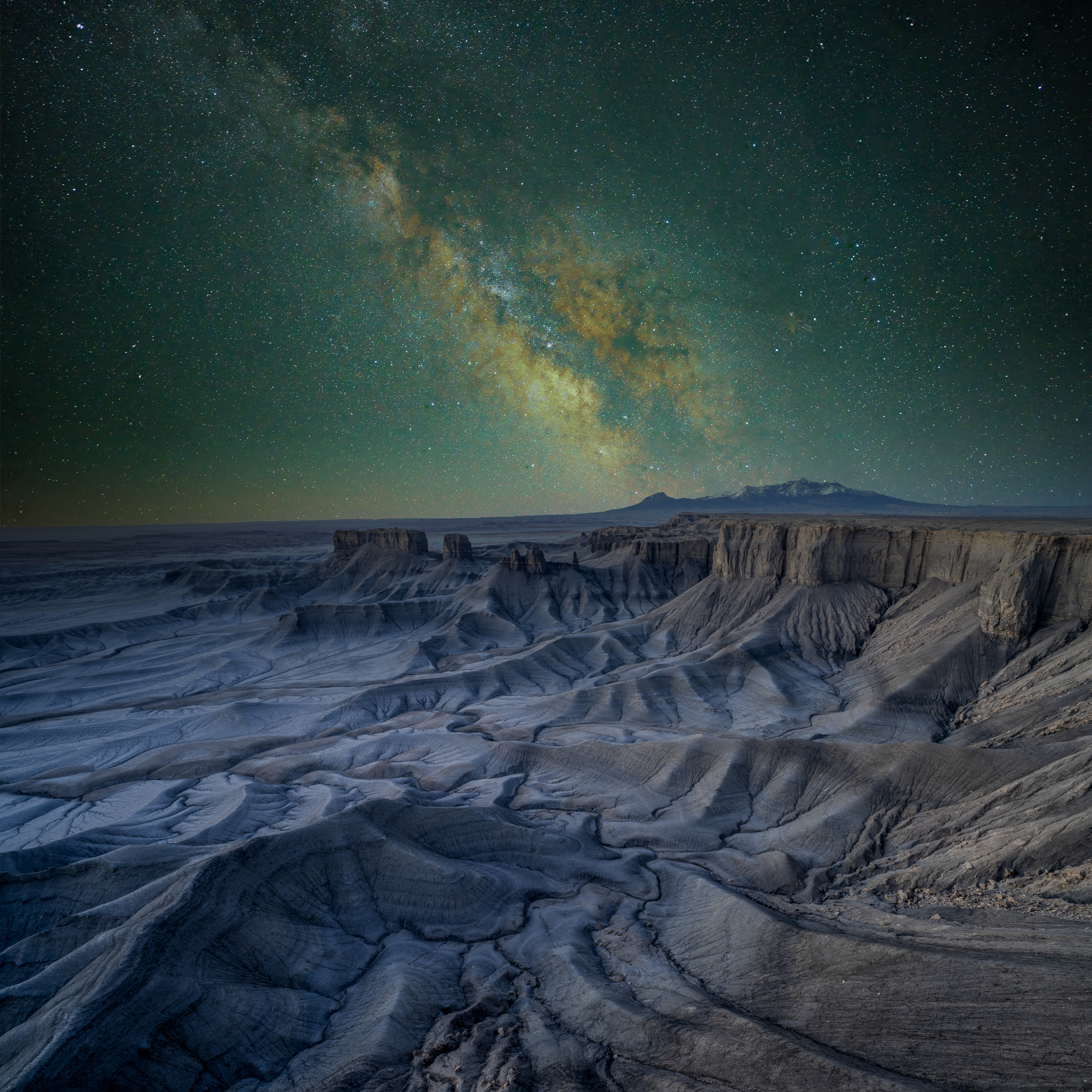 Moon Overlook with the Henry Mountains and the Milky Way