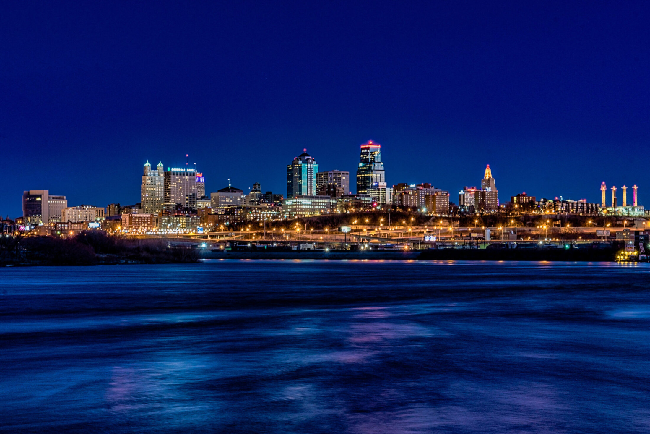 Kansas City Blue Hour from Across the River