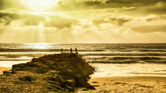 Beach Groin Sunset