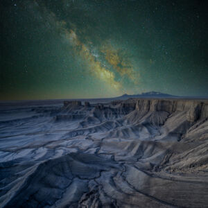 Moon Overlook with the Henry Mountains and the Milky Way