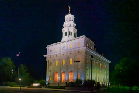 Nauvoo Temple At Night From The Southwest