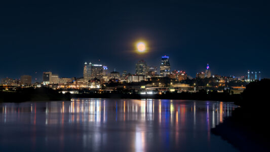 Supermoon Over Kansas City 1 Kansas City Plaza Skyscraper