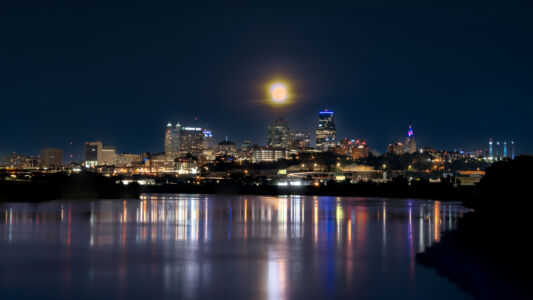 Supermoon Over Kansas City 1 Kansas City Plaza Skyscraper