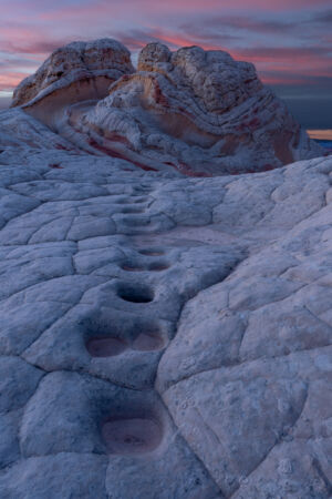 White Pocket Sunset Stepping to the Citadel during Blue Hour